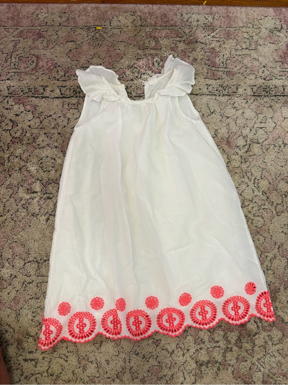 GAP White Girls Dress with Coral Pink Trim